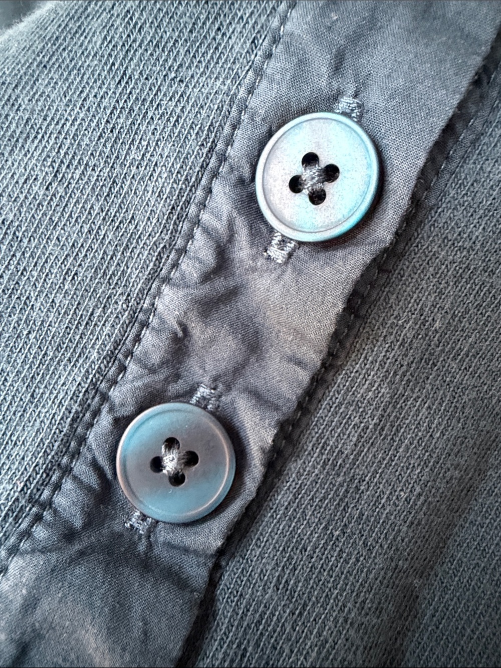Nation LTD Dark Teal Puff Shoulder Henley Sweatshirt, Size M. - Picture 3 of 13